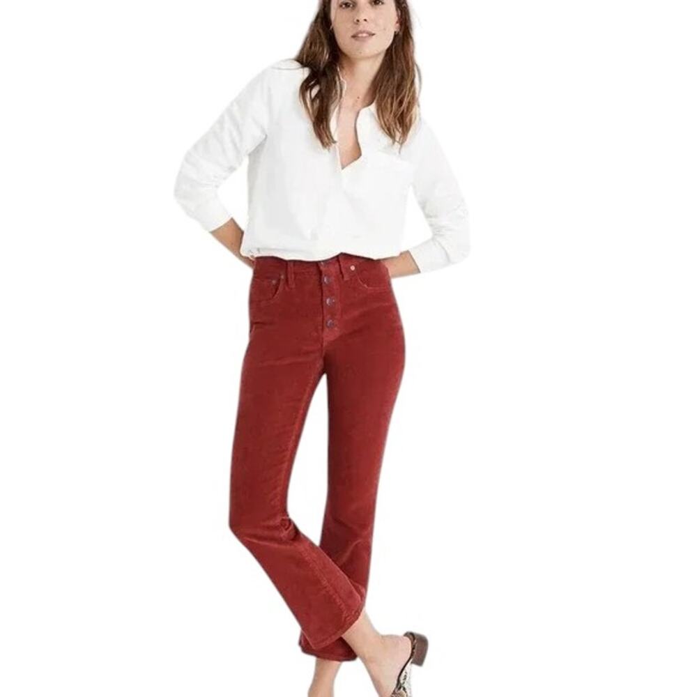 Madewell Cali Demi-Boot Corduroy Button Front Mini Flare Cropped Jeans Size 23